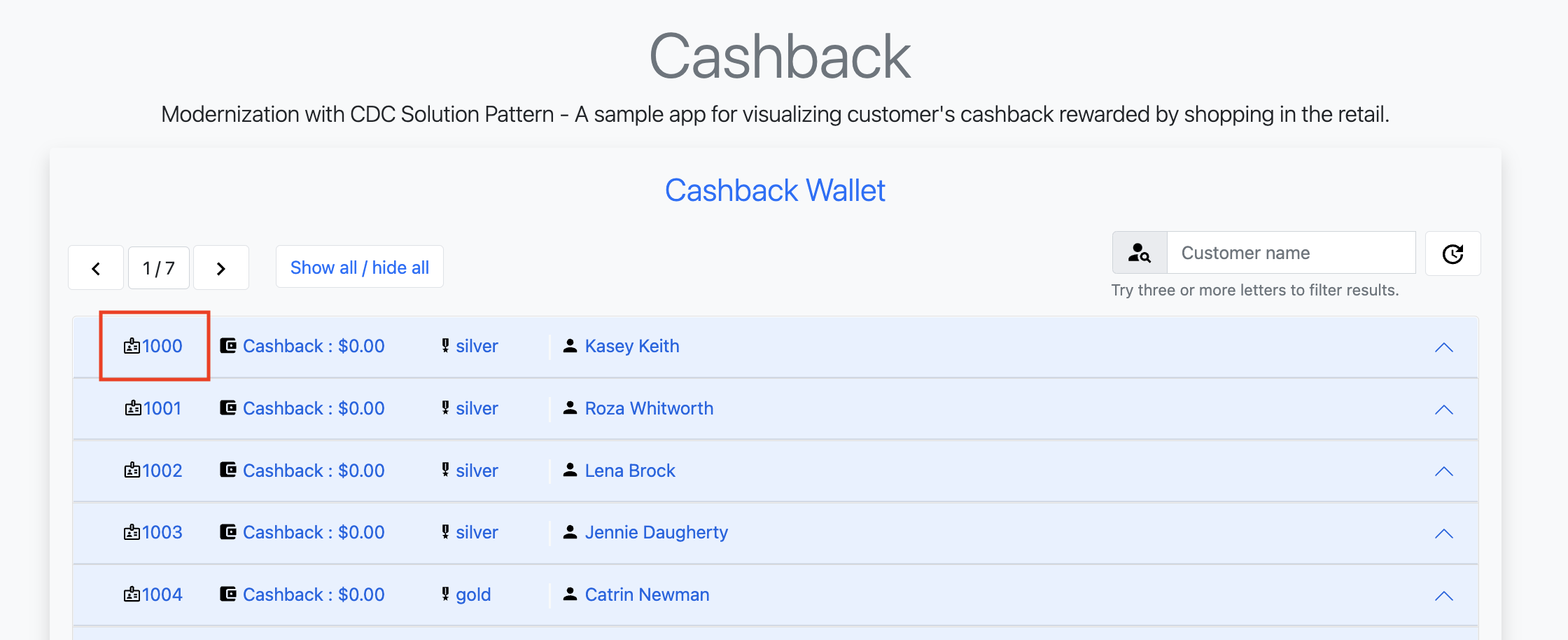 cashback wallet customer id